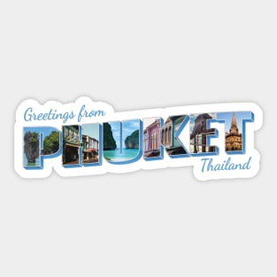 Greetings from Phuket in Thailand Vintage style retro souvenir Sticker